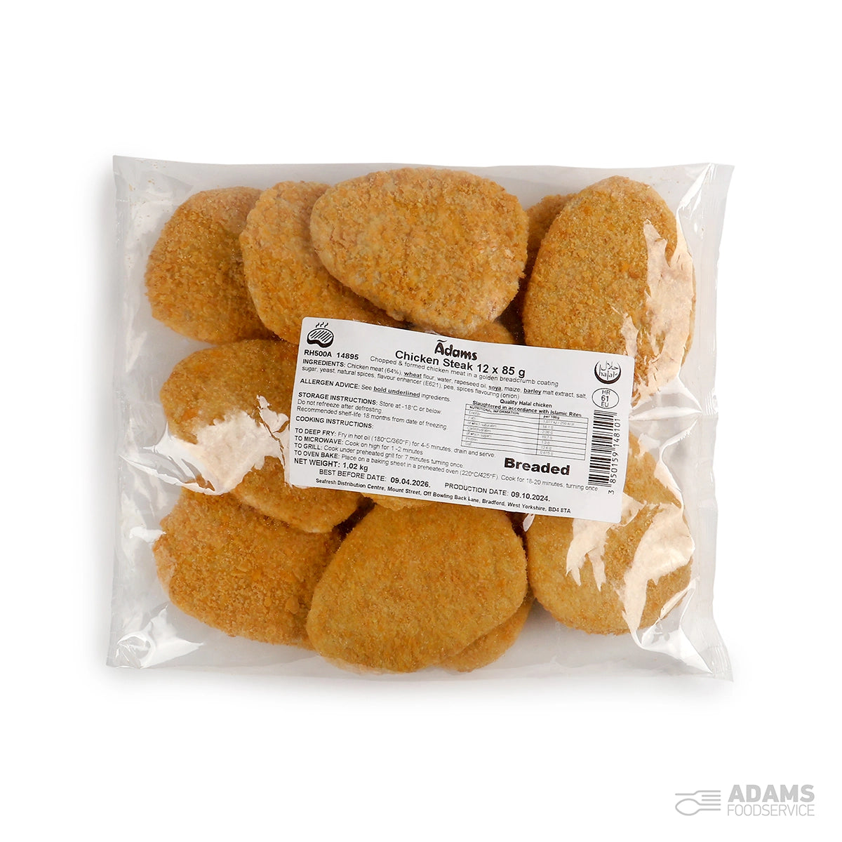 ADAMS BREADED CHICKEN STEAK/BURGER 12*85G