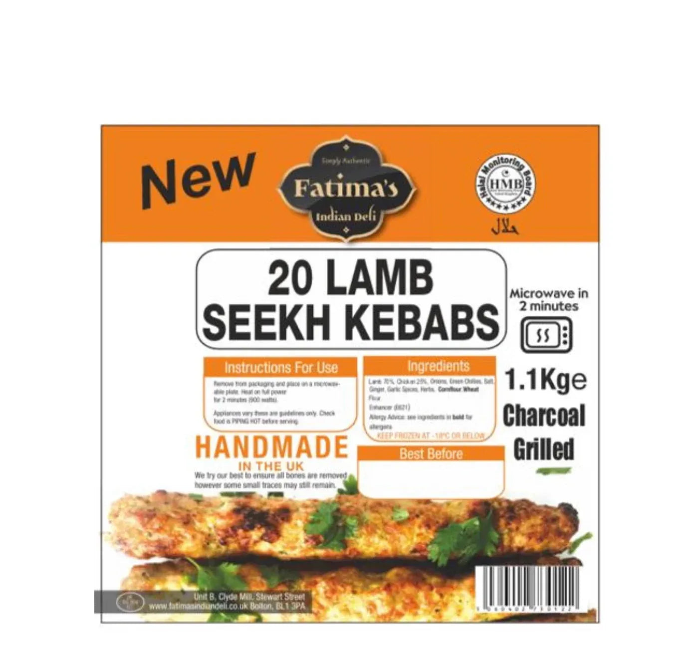 FATIMAS LAMB SEEKH KEBAB 20PC - Kashmir Watan Foodstores