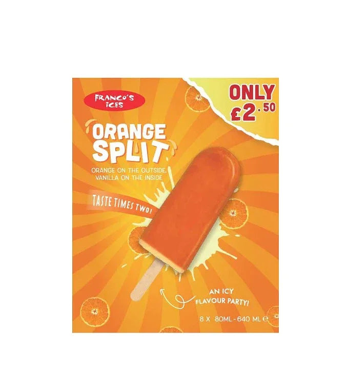 FRANCO ICE ORANGE SPLIT 8X80ML PM£2.50 - Kashmir Watan Foodstores