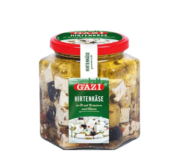 GAZI SALAD CHEESE IN OIL WITH HERB & OLIVES 375G - Kashmir Watan Foodstores