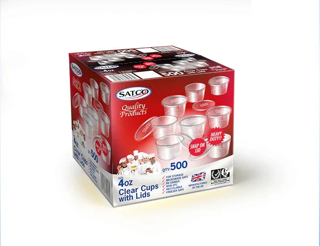 SATCO 4oz CUPS+LIDS - Kashmir Watan Foodstores