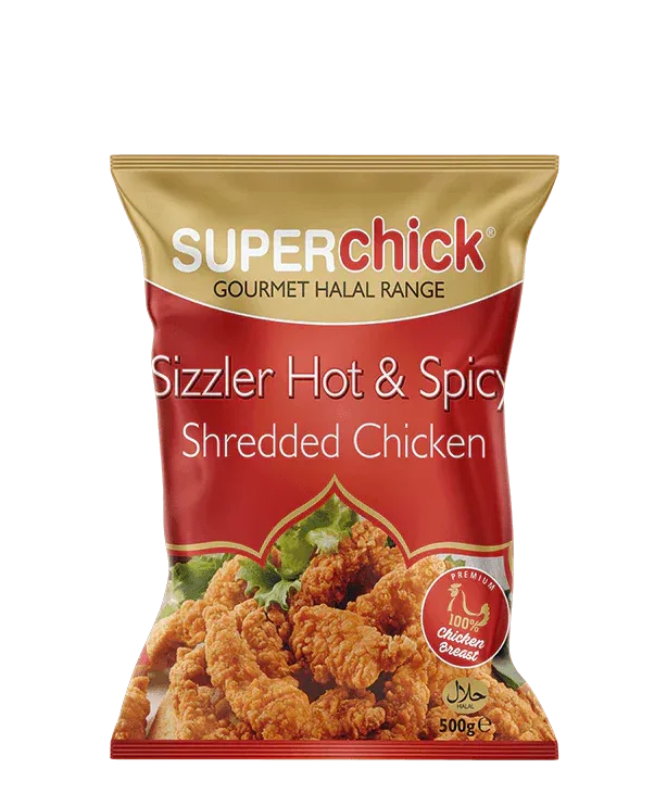 SIZZLER HOT & SPICY SHREDDED CHICKEN 500G (SUPER CHICK) - Kashmir Watan Foodstores