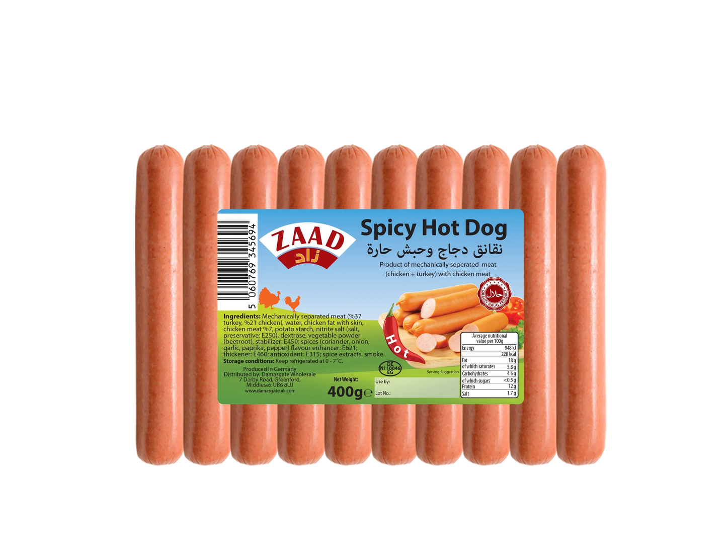 ZAAD SPICY CHICKEN HOT DOG 400G - Kashmir Watan Foodstores