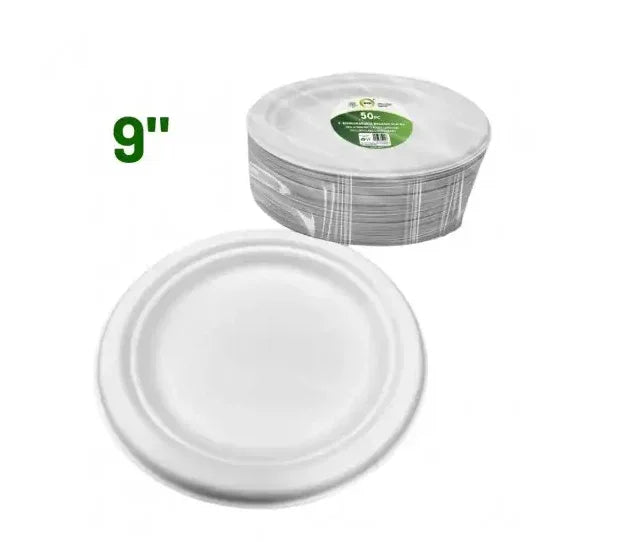 E-LITE 23CM PLATES BIODEGRADABLE 9' 50PCS - Kashmir Watan Foodstores
