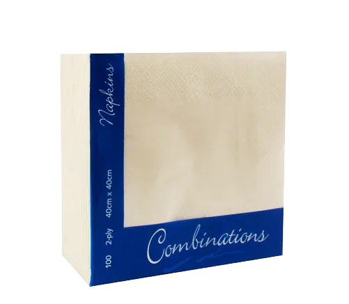 COMBINATION WHITE NAPKINS 2PLY 40CM 100PK - Kashmir Watan Foodstores
