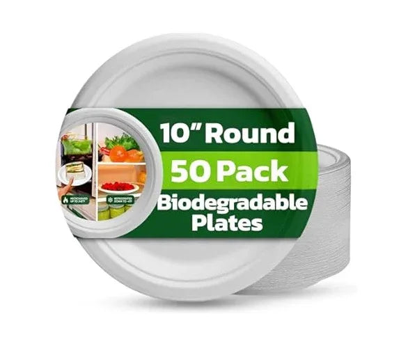 PARTY WORLD BIODEGRADABLE 10" PLATES 50PK - Kashmir Watan Foodstores