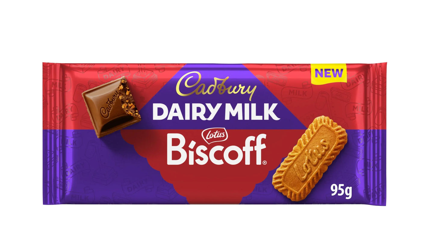 CADBURY DAIRY MILK LOTUS BISCUITS CHOCOLATE 95G - Kashmir Watan Foodstores