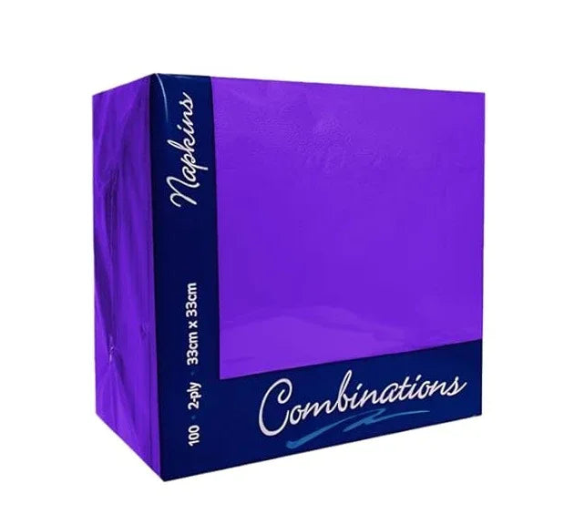 COMBINATION 2PLY NAPKINS PURPLE 40CM 100PK - Kashmir Watan Foodstores