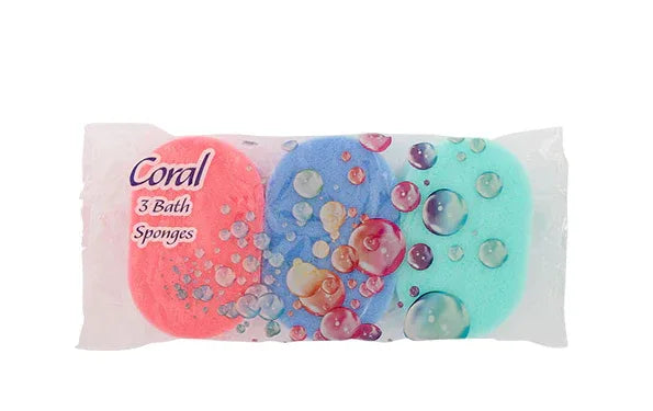CORAL BATH SPONGE ASSORTED COLOUR 3PK - Kashmir Watan Foodstores
