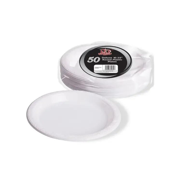 DID DELUXE 10" PLASTIC RESUABLE PLATES 50PK - Kashmir Watan Foodstores