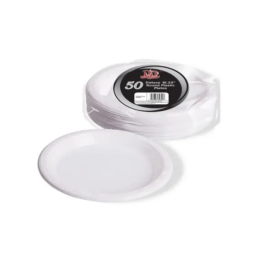 DID DELUXE 10" PLASTIC RESUABLE PLATES 50PK - Kashmir Watan Foodstores