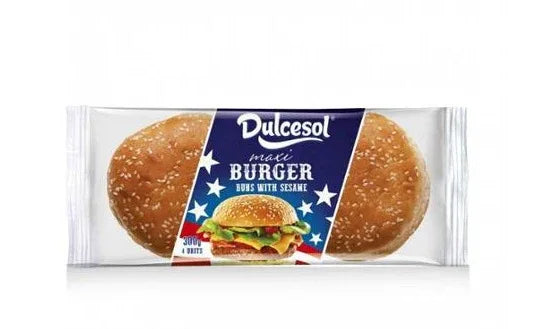 DULCESOL BRIOCHE BURGERS BUNS SESAME 300G 4PK - Kashmir Watan Foodstores