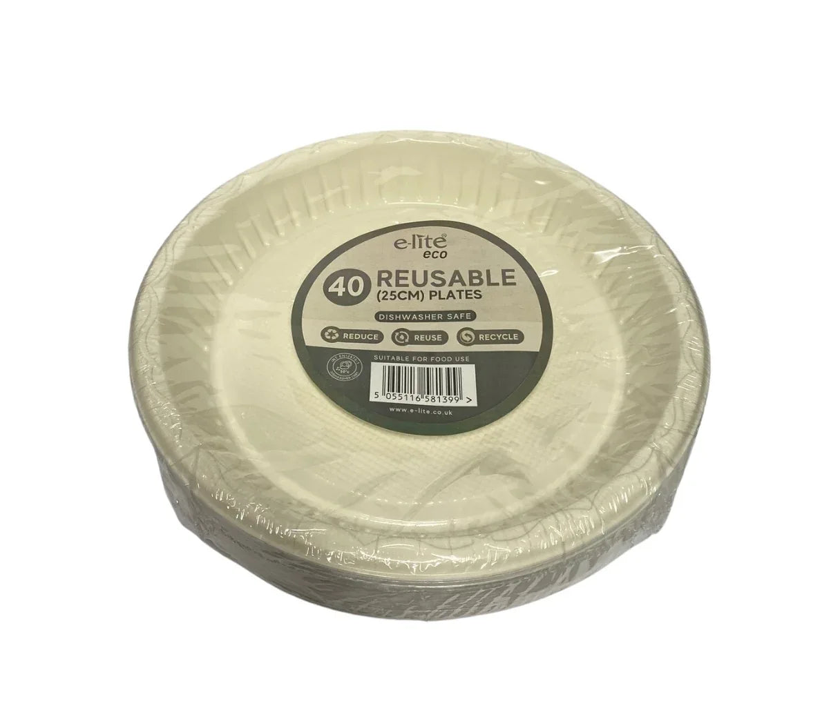 ELITE 10' REUSABLE PLATES 25CM 40PK - Kashmir Watan Foodstores
