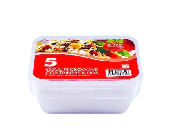 ELITE 650CC MICROWAVE CONTAINER & LIDS 5PCS - Kashmir Watan Foodstores