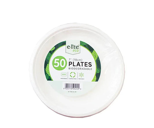 ELITE 7'' BIODEGRADEABLE PLATES 50(18CM) - Kashmir Watan Foodstores