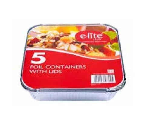 ELITE FOIL CONTAINER + LIDS 5PK - Kashmir Watan Foodstores