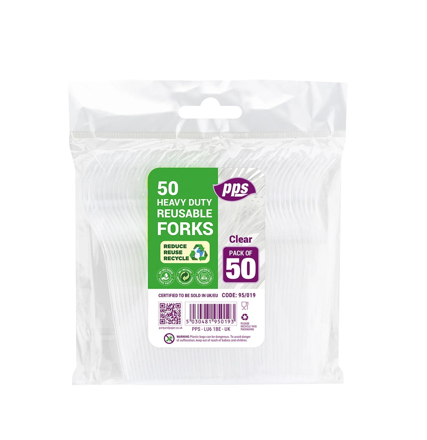 ELITE H/D CLEAR FORKS 50PK REUSEABLE - Kashmir Watan Foodstores