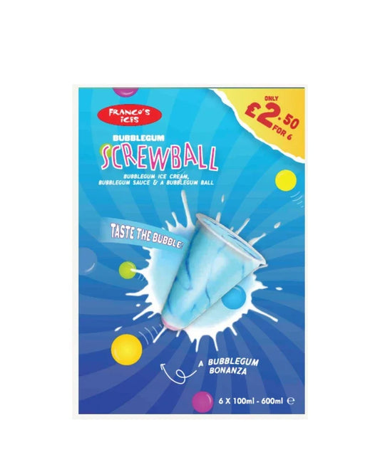 FRANCO ICE BUBBLEGUM SCREWBALL 6X100ML PM£2.50 - Kashmir Watan Foodstores