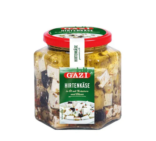 GAZI SALAD CHEESE IN OIL WITH HERB & OLIVES 375G - Kashmir Watan Foodstores