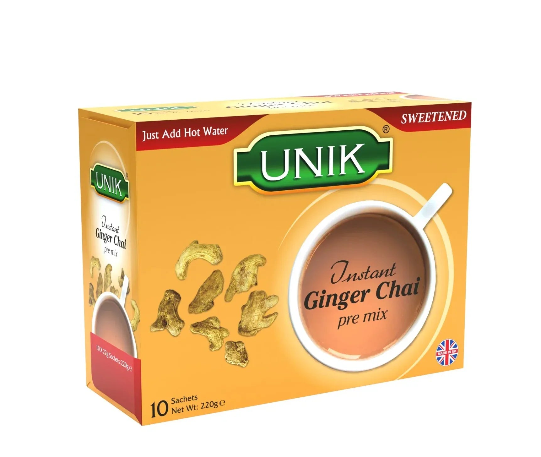 UNIK GINGER CHAI PRE MIX 220G 10SACHET - Kashmir Watan Foodstores