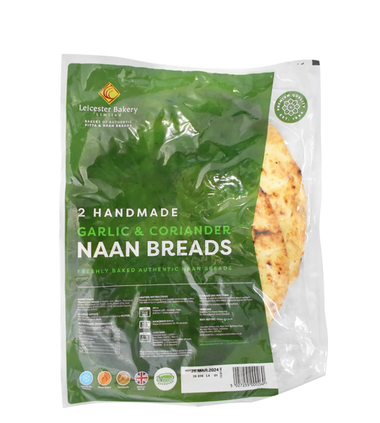 HAND MADE GARLIC CORIANDER NAAN 2PK (LEICESTER BAKERY) - Kashmir Watan Foodstores