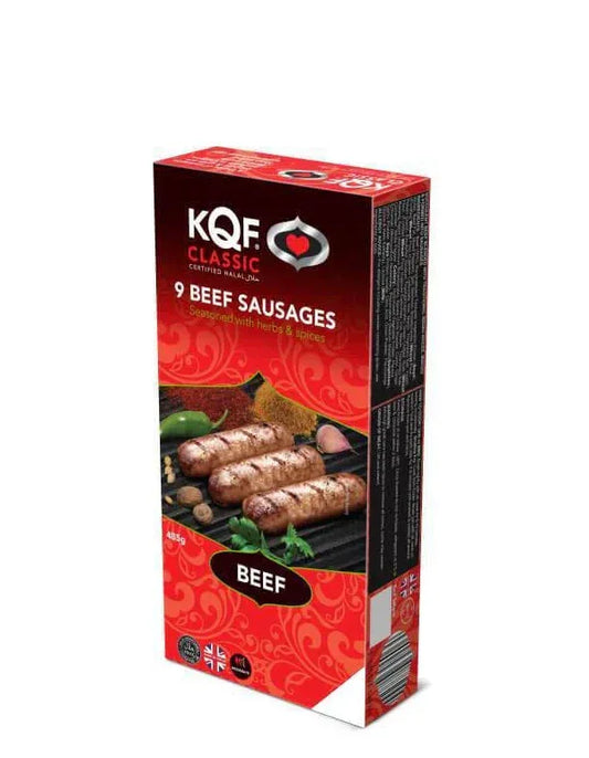 KQF CLASSIC BEEF SAUSAGE 9'S 485G PM£5.49 - Kashmir Watan Foodstores
