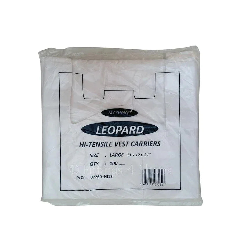 LEOPARD WHITE CARRIER BAGS 2000PK - Kashmir Watan Foodstores