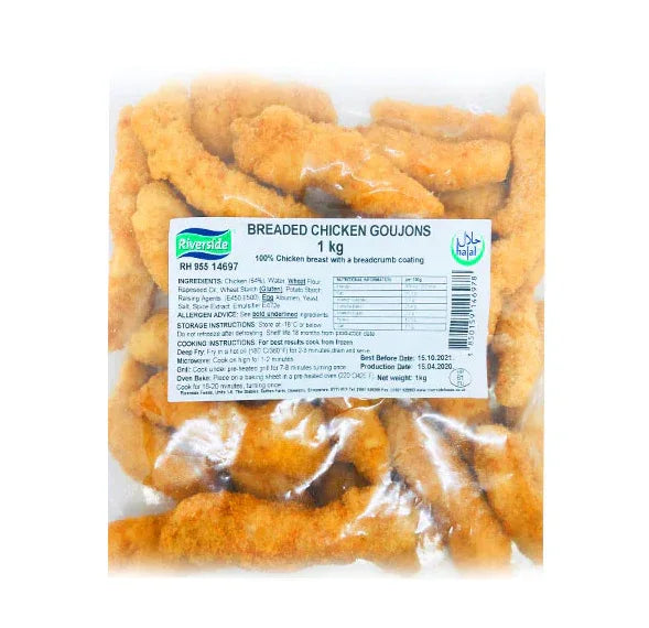 RIVERSIDE BREAD CHICK GOUJONS 1KG - Kashmir Watan Foodstores