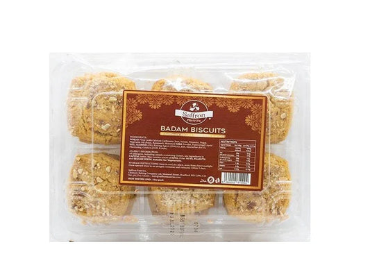 SAFFRON BADAM BISCUITS 12pcs - Kashmir Watan Foodstores