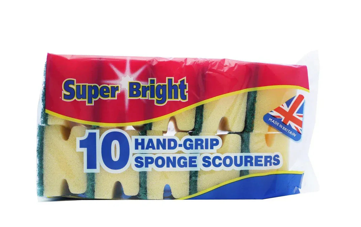 SUPER BRIGHT HAND GRIP SPONGE SCOURERS 10'S - Kashmir Watan Foodstores