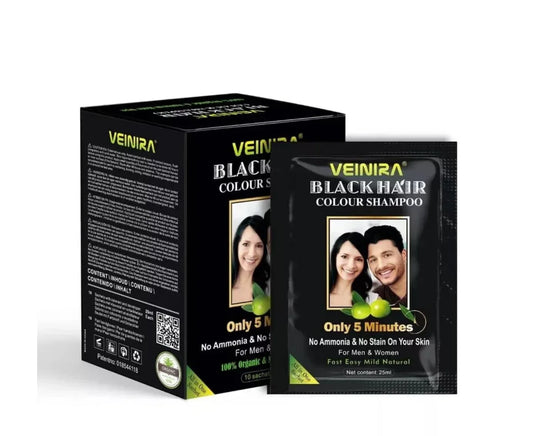VEINIRA BLACK HAIR COLOUR SHAMPOO 10x25ml - Kashmir Watan Foodstores