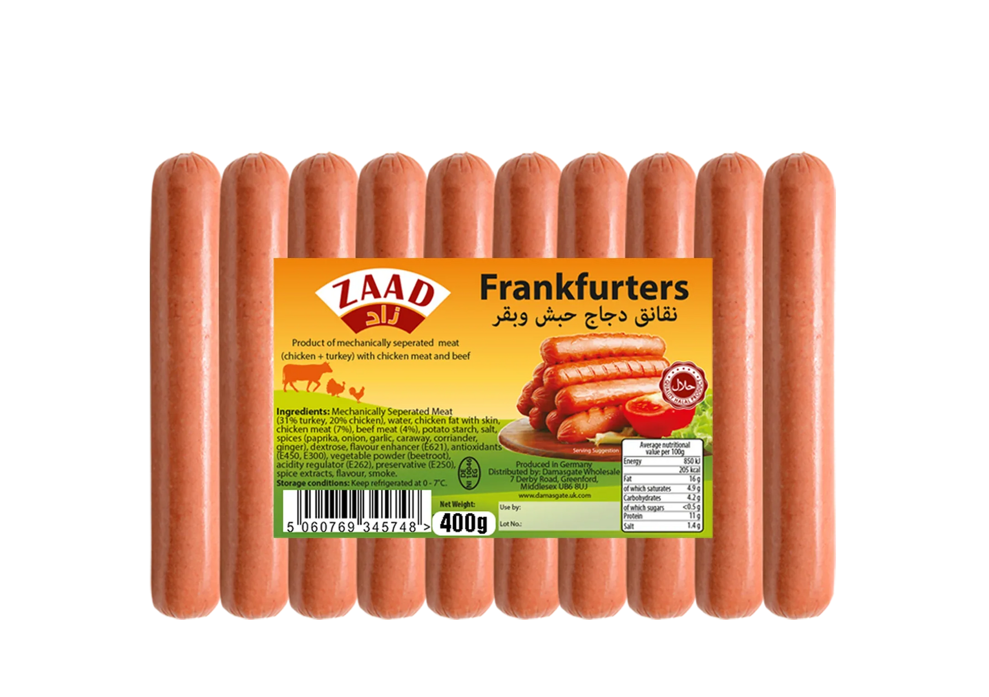 ZAAD BEEF FRANKFURTER 400G - Kashmir Watan Foodstores