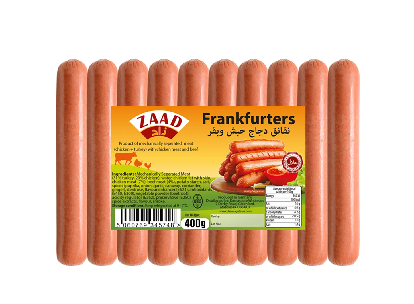 ZAAD FRANKFURTER 400G PM£2.19 - Kashmir Watan Foodstores