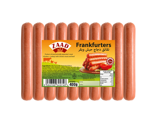 ZAAD FRANKFURTER 400G PM£2.19 - Kashmir Watan Foodstores