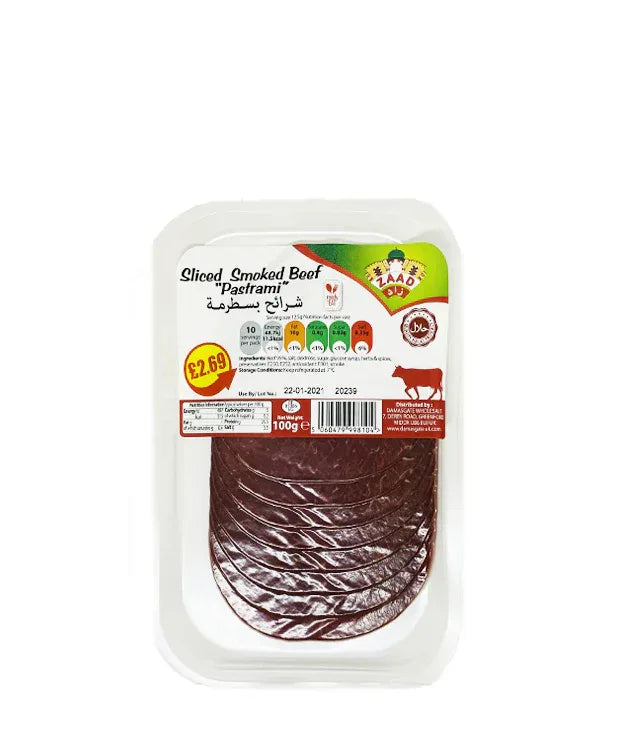 ZAAD SMOKED SLICED BEEF PASTRAMI 100G - Kashmir Watan Foodstores