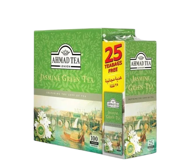 AHMED JASMINE GREEN TEA 100BAG+25 TEA BAG FREE - Kashmir Watan Foodstores