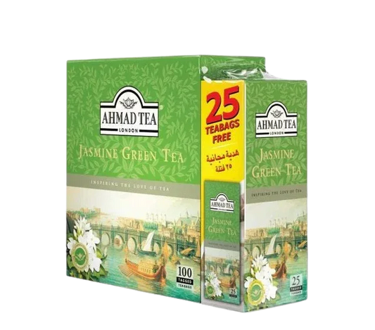 AHMED JASMINE GREEN TEA 100BAG+25 TEA BAG FREE - Kashmir Watan Foodstores