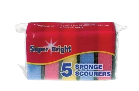 SUPER BRIGHT SPONGE SCOURER 5PK - Kashmir Watan Foodstores
